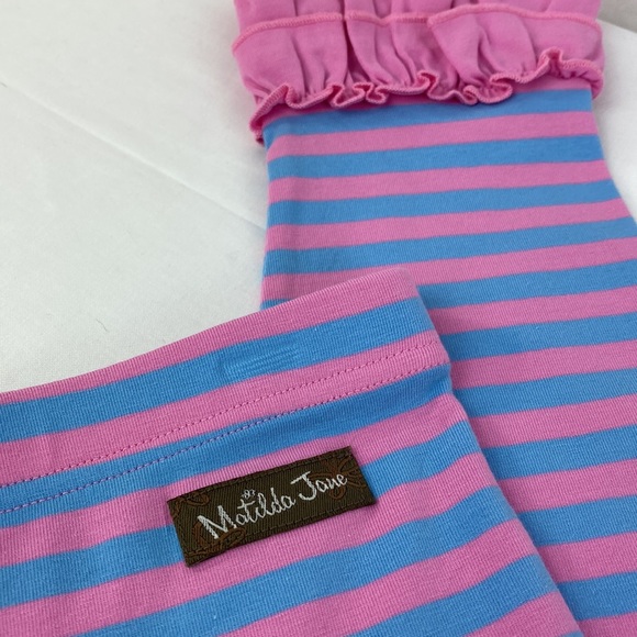 NWT Matilda Jane La La Land Legging Size 10 Girls Pants Pink & Blue Stripe’s NEW - Picture 4 of 12